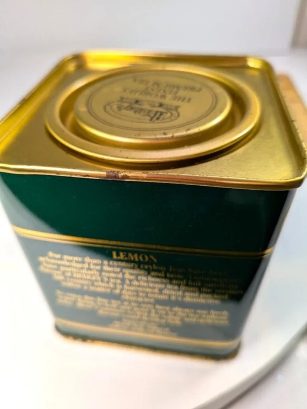 Vintage British Tea Metal Tins Collection 2pc Green & Gold Farmhouse Kitchen